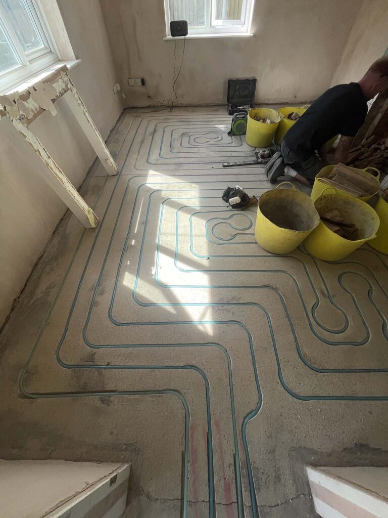 Underfloor Heating embedded in sand cement screed